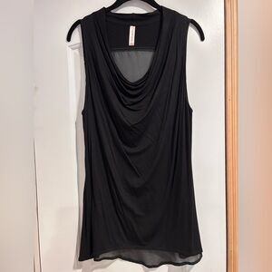 Sweet Pea Stacy Frati Black Cowl Neck Tank Top Sleeveless Mesh Trim Mesh Back M